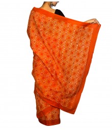 Orange & White Colour Self Designer Saree TJA021